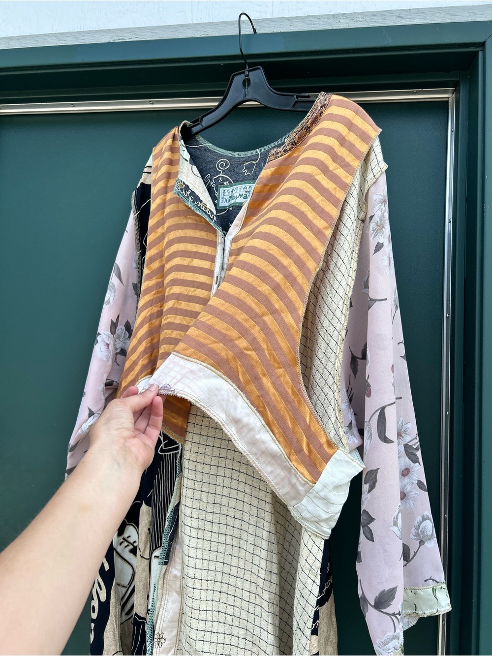 Mixed-Panel Boho Blouse - Yellow Stripe Mix - Picture 6 of 13